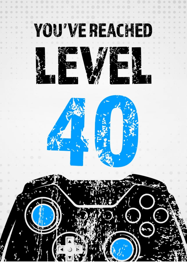 Gamer 40th Birthday Card Boy - Level 40 - Son Grandson Nephew