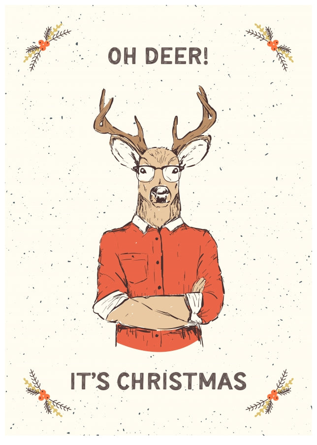 Funny Christmas Card 2022 - Humorous Oh Deer it's Christmas Cards