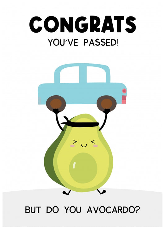 Driving Test Card Congratulations on Passing Your Driving Test - Avocado