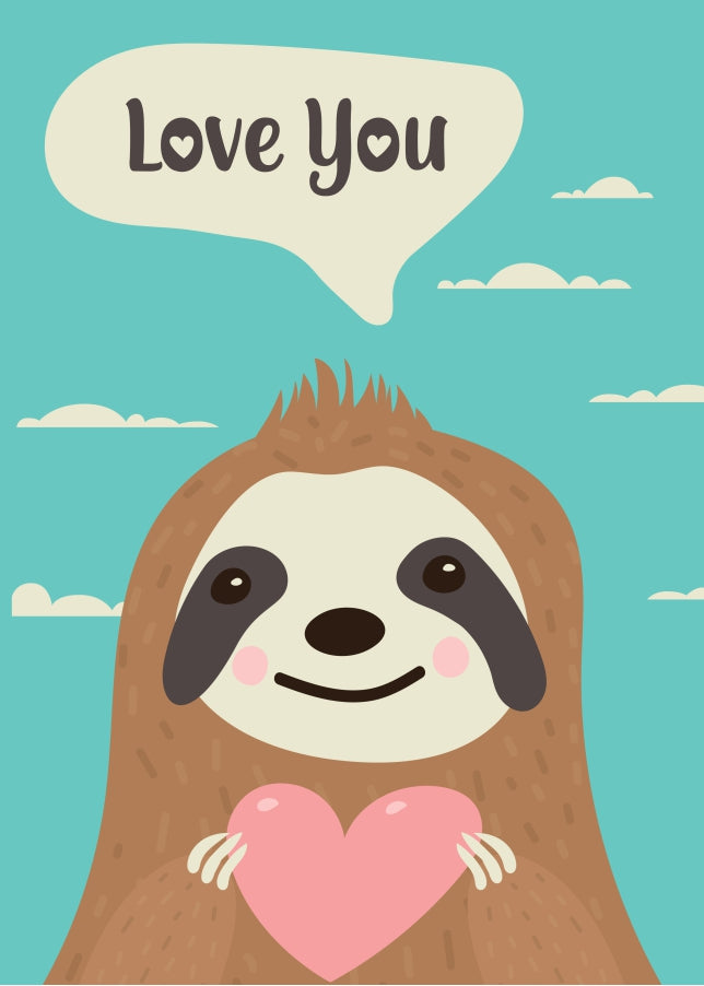 Sloth Mother's Day Card and Sloth Valentine's Card