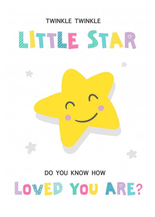 Baby Shower, New Baby or 1st Birthday Card - Twinkle Twinkle Little Star