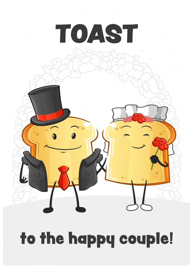 Funny Wedding Cards for Bride and Groom - Toast to Happy Couple on Wedding Day