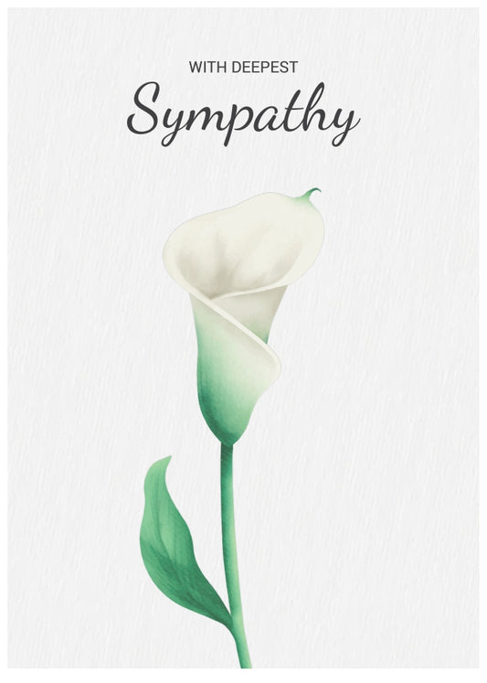 White Lily With Deepest Sympathy Card for Loss of Mum, Dad, Family or Friend