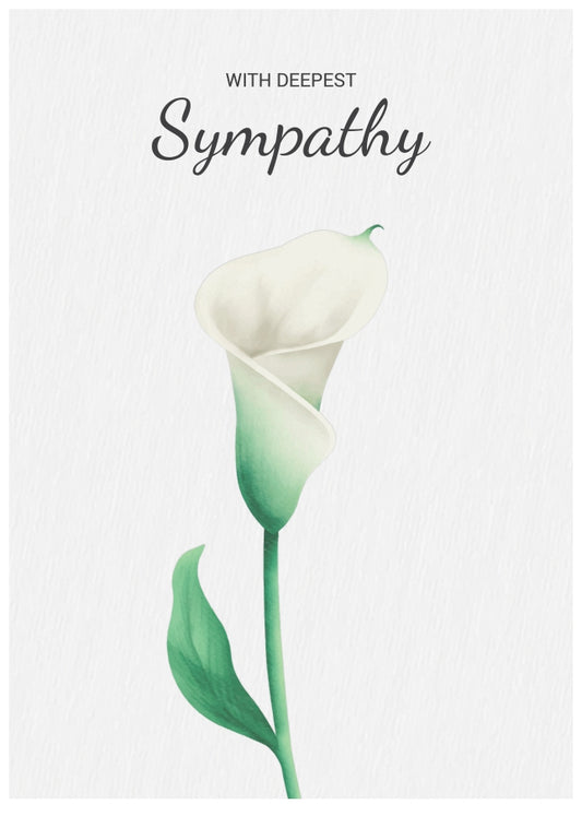 White Lily With Deepest Sympathy Card for Loss of Mum, Dad, Family or Friend