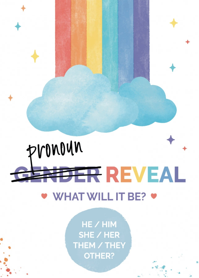 Gender Reveal Card for Mum and Dad to be - Funny Baby Shower Cards (Pronouns)