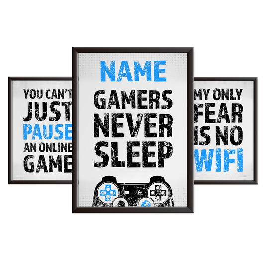 Gamers Never Sleep - Gaming Print Set - PS - Blue