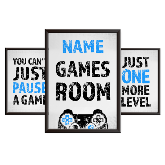 Gamers Games Room - Gaming Print Set - PS - Blue