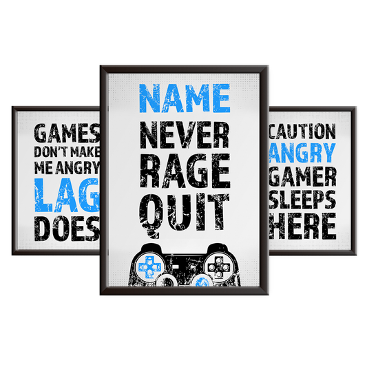 Gamers Never Rage Quit - Gaming Print Set - PS - Blue