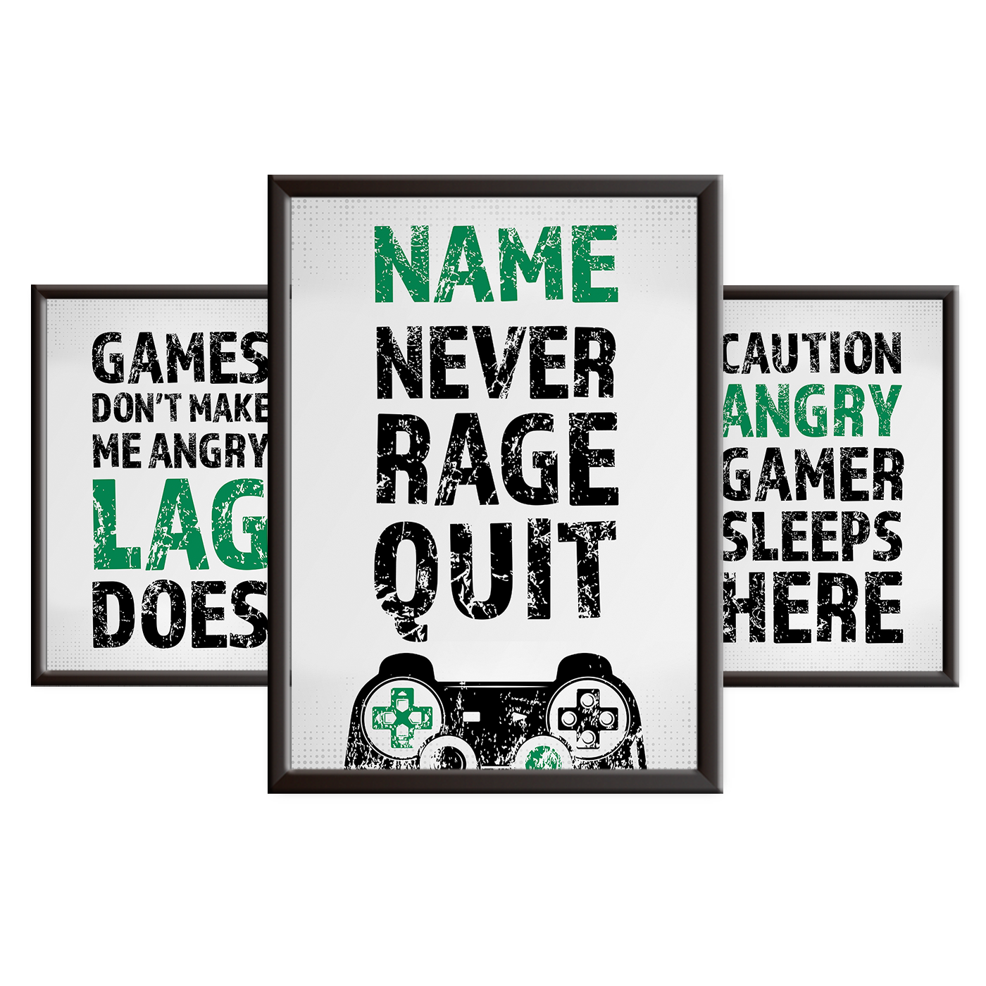 Gamers Never Rage Quit - Gaming Print Set - PS - Green