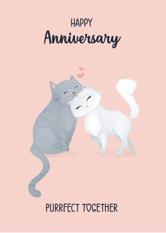 Cat Wedding Anniversary Card for Husband, Wife or Couple