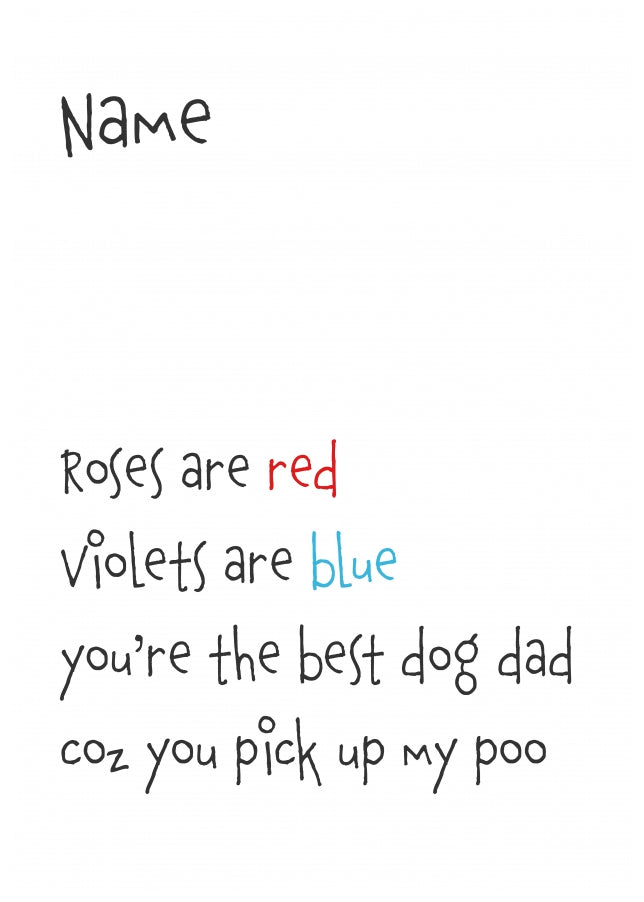 Personalised Roses are Red Card (Best dog dad)