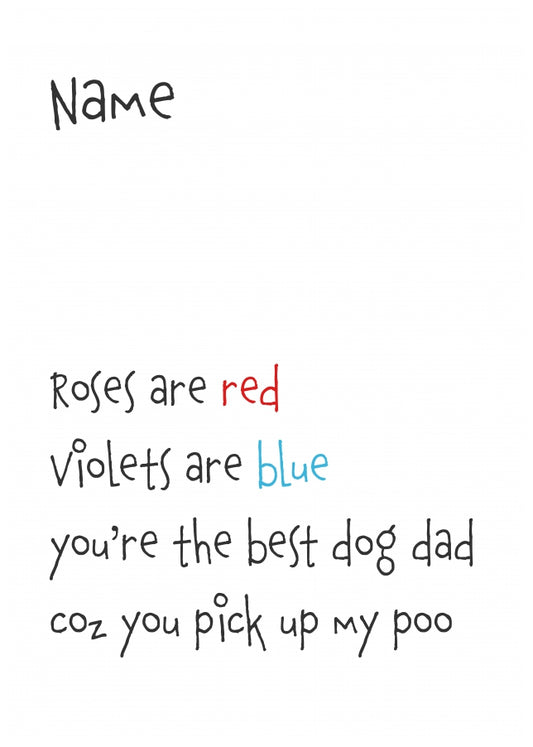 Personalised Roses are Red Card (Best dog dad)