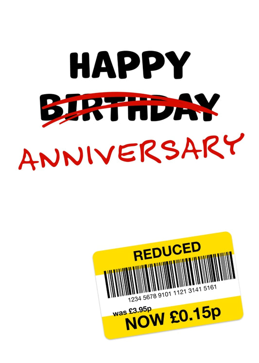 Funny Anniversary Card for Husband or Wife - Recycled / Reduced Card for Anniversary