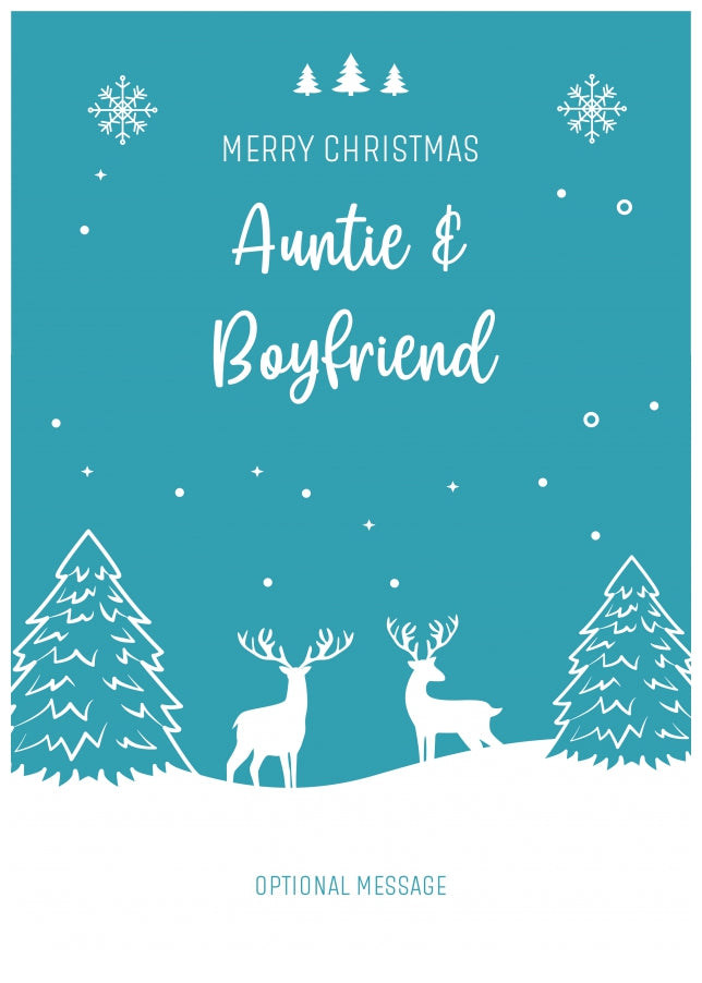 Auntie and Boyfriend Christmas Card - Reindeer Scene