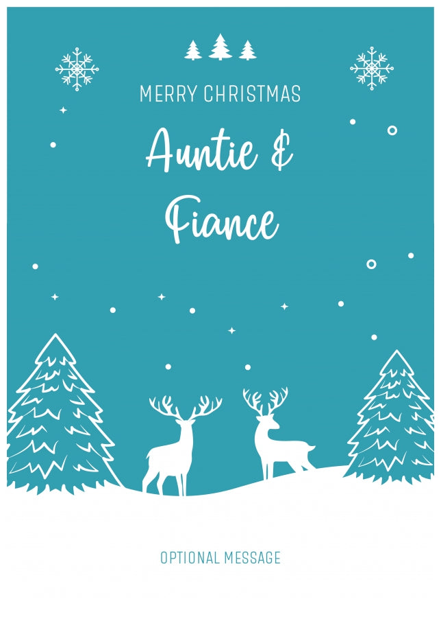 Auntie and Fiance Christmas Card - Reindeer Scene