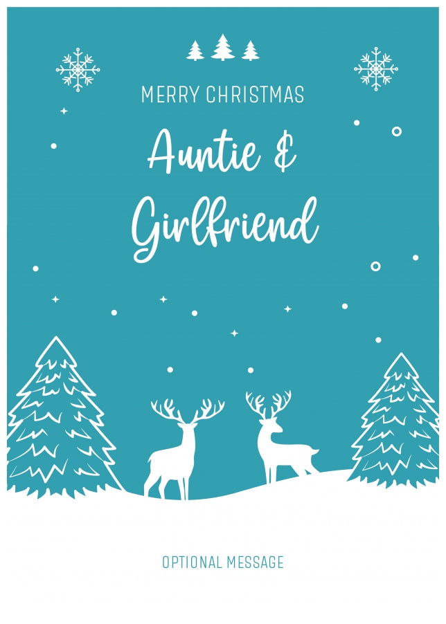 Auntie and Girlfriend Christmas Card - Reindeer Scene