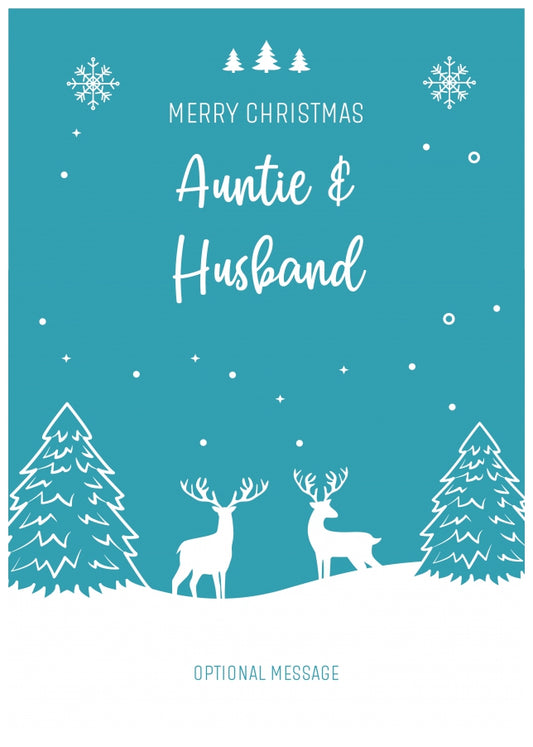 Auntie and Husband Christmas Card - Reindeer Scene