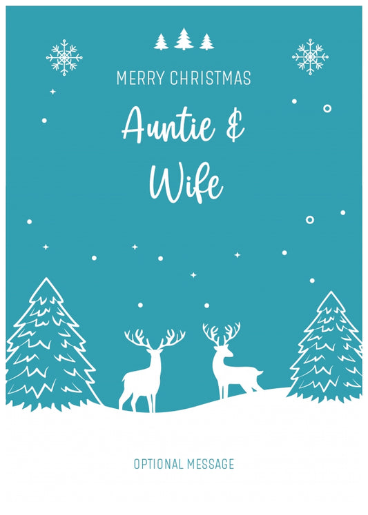 Auntie and Wife Christmas Card - Reindeer Scene