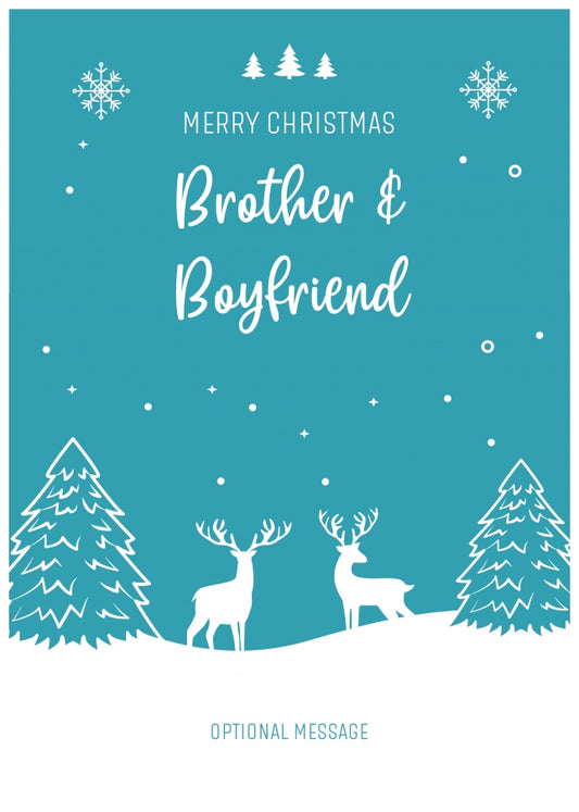 Brother and Boyfriend Christmas Card - Reindeer Scene