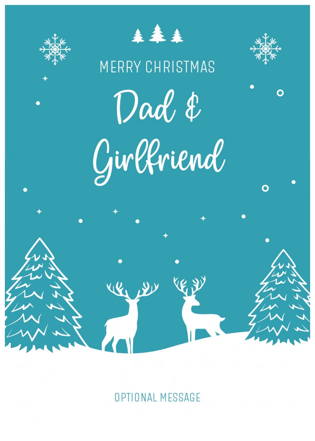 Dad and Girlfriend Christmas Card - Reindeer Scene