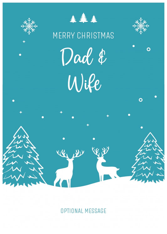 Dad and Wife Christmas Card - Reindeer Scene