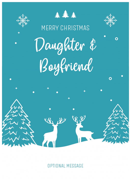 Daughter and Boyfriend Christmas Card - Reindeer Scene