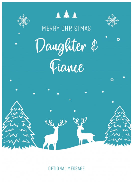 Daughter and Fiance Christmas Card - Reindeer Scene