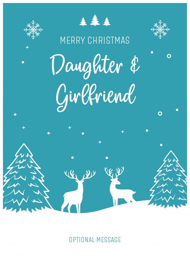 Daughter and Girlfriend Christmas Card - Reindeer Scene