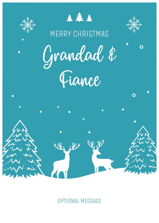 Grandad and Fiance Christmas Card - Reindeer Scene