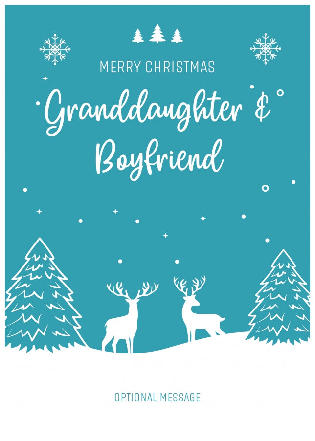 Granddaughter and Boyfriend Christmas Card - Reindeer Scene