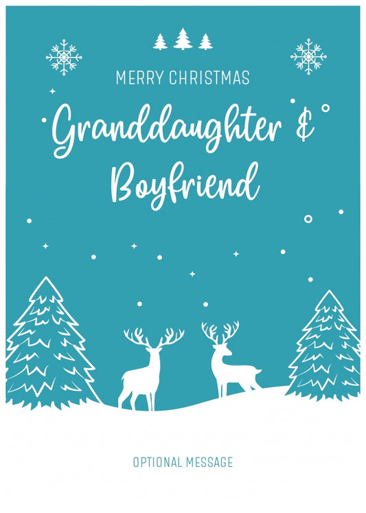 Granddaughter and Boyfriend Christmas Card - Reindeer Scene