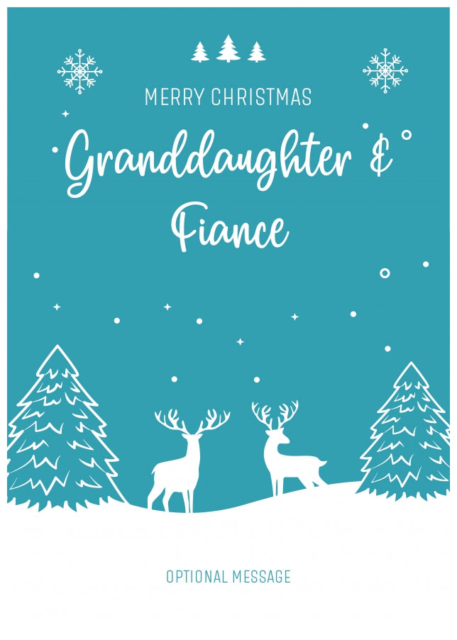 Granddaughter and Fiance Christmas Card - Reindeer Scene