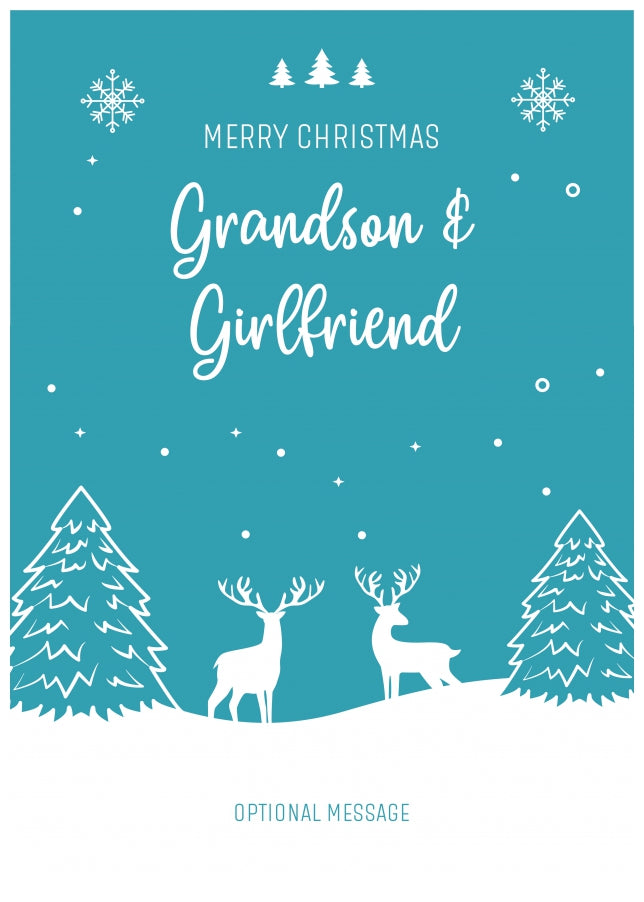 Grandson and Girlfriend Christmas Card - Reindeer Scene