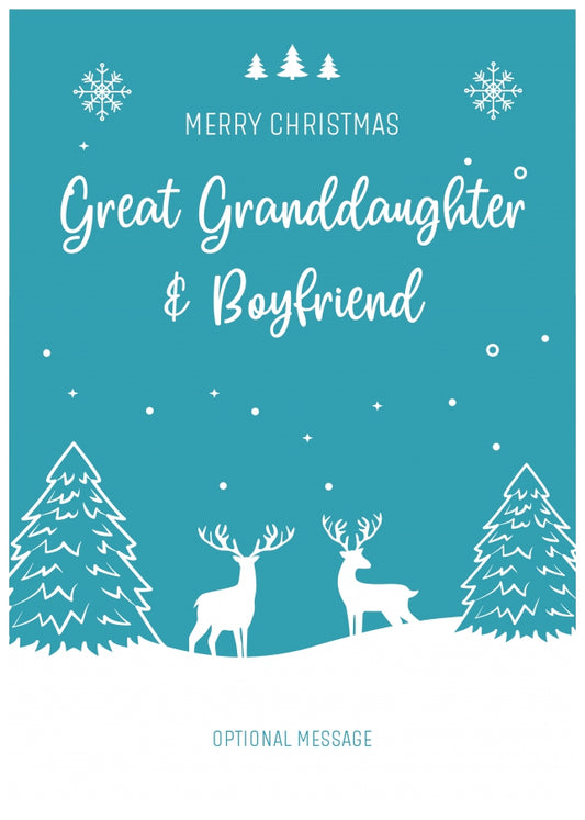 Great Granddaughter and Boyfriend Christmas Card - Reindeer Scene