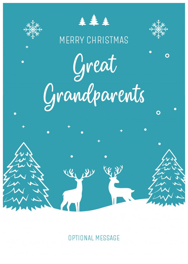 Great Grandparents Christmas Card - Reindeer Scene