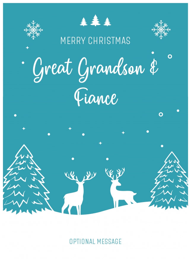 Great Grandson and Fiance Christmas Card - Reindeer Scene