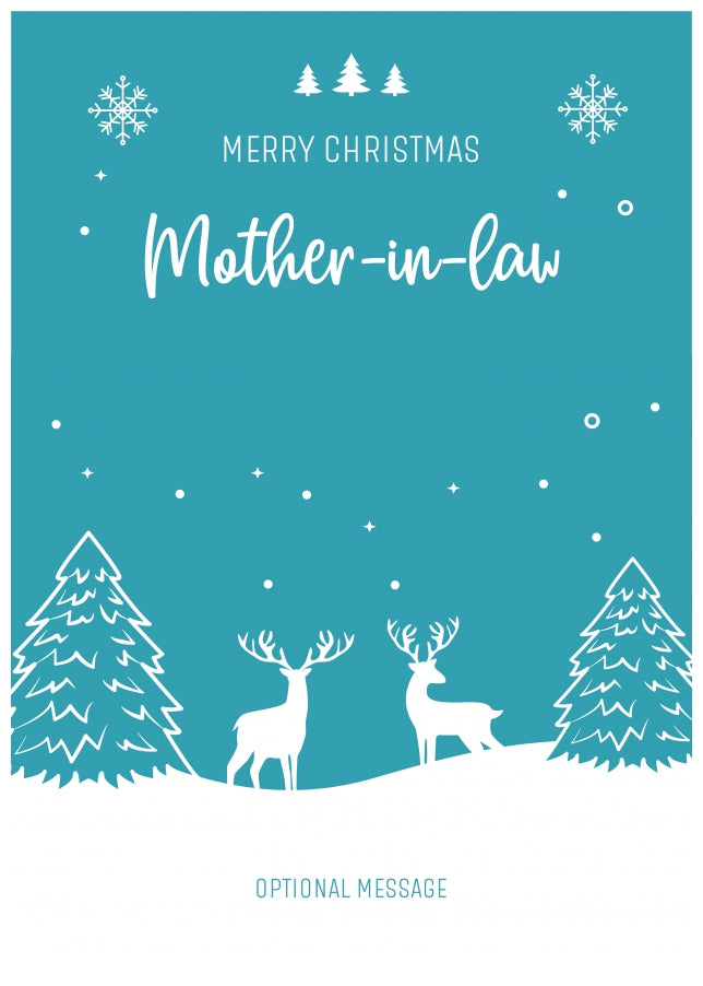 Mother-in-law Christmas Card - Reindeer Scene