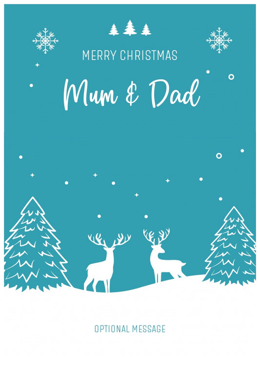 Mum and Dad Christmas Card - Reindeer Scene