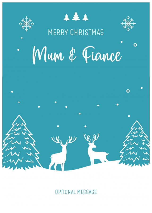 Mum and Fiance Christmas Card - Reindeer Scene