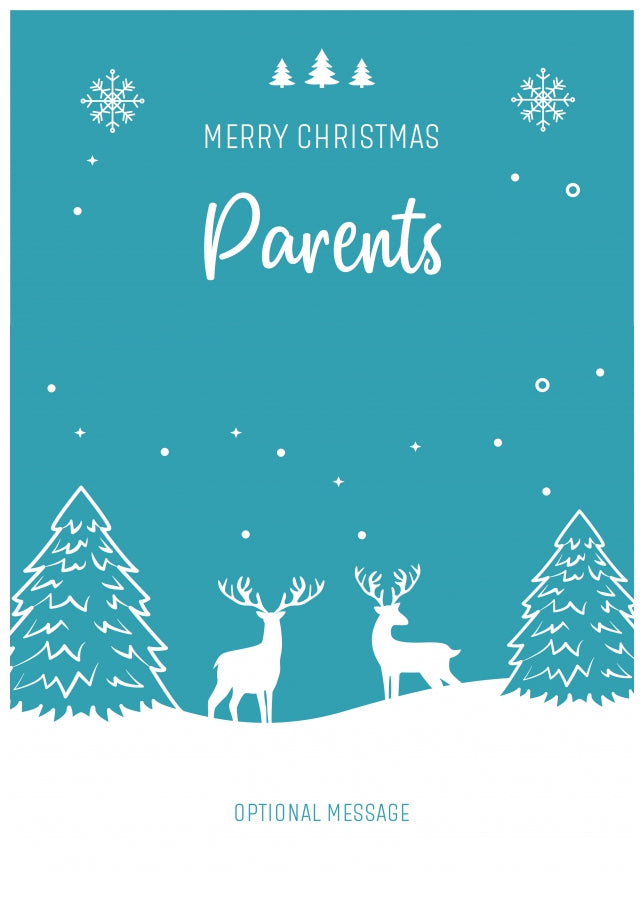 Parents Christmas Card - Reindeer Scene