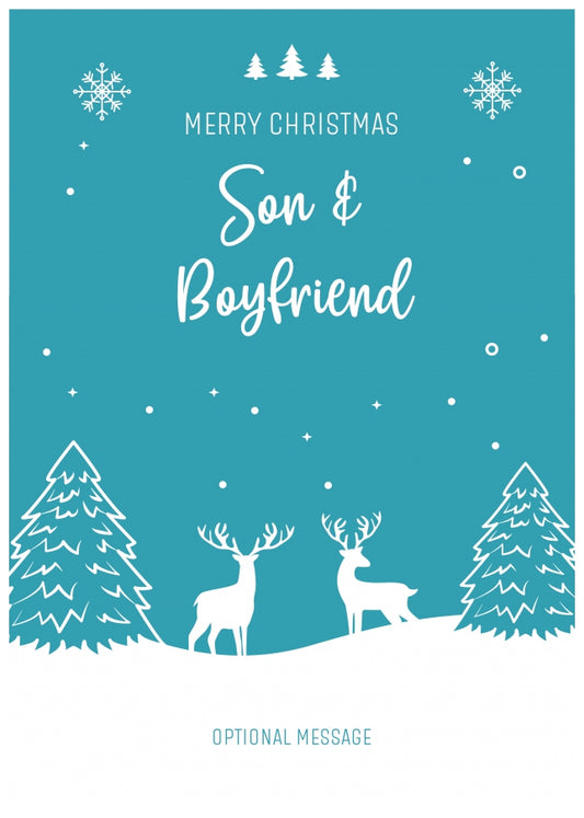 Son and Boyfriend Christmas Card - Reindeer Scene