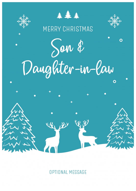 Son and Daughter-in-law Christmas Card - Reindeer Scene