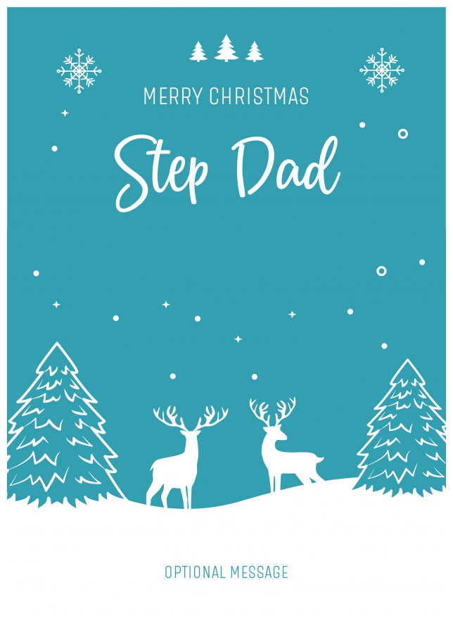 Step Dad Christmas Card - Reindeer Scene