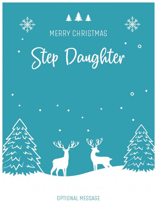 Step Daughter Christmas Card - Reindeer Scene