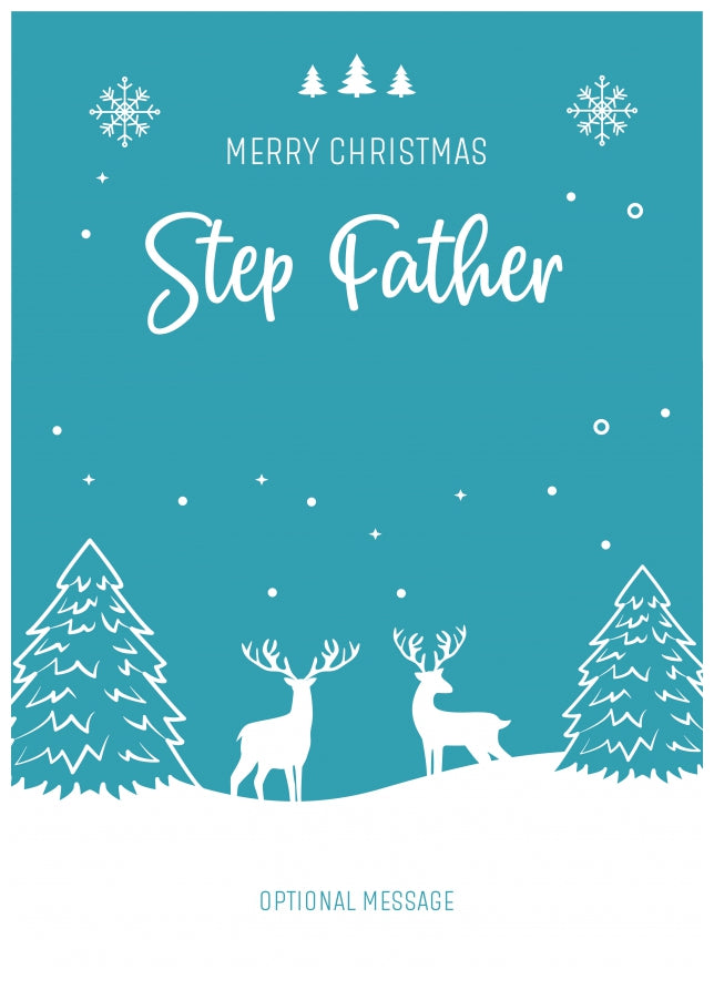 Step Father Christmas Card - Reindeer Scene