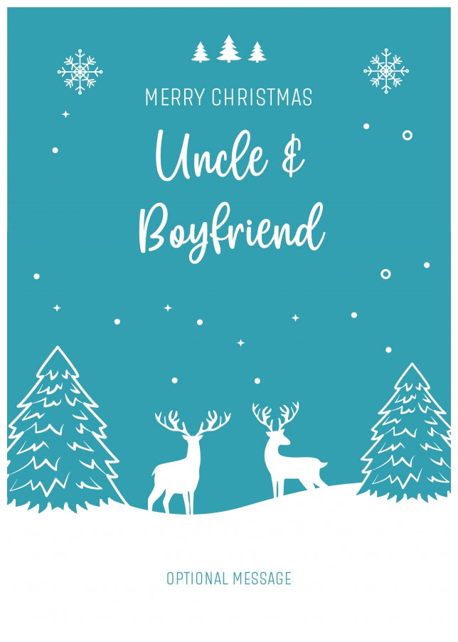 Uncle and Boyfriend Christmas Card - Reindeer Scene