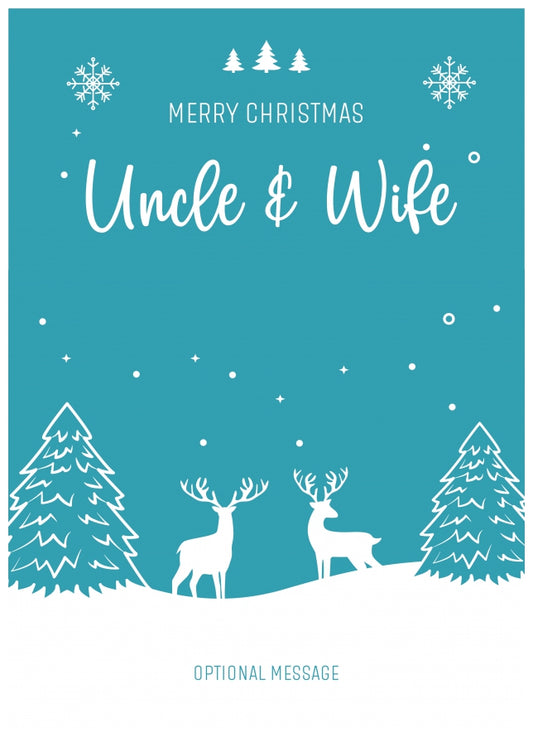 Uncle and Wife Christmas Card - Reindeer Scene