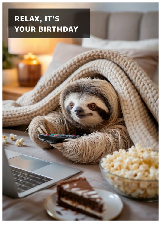 Sloth Birthday Card - Relax it's Your Birthday Cards for Women