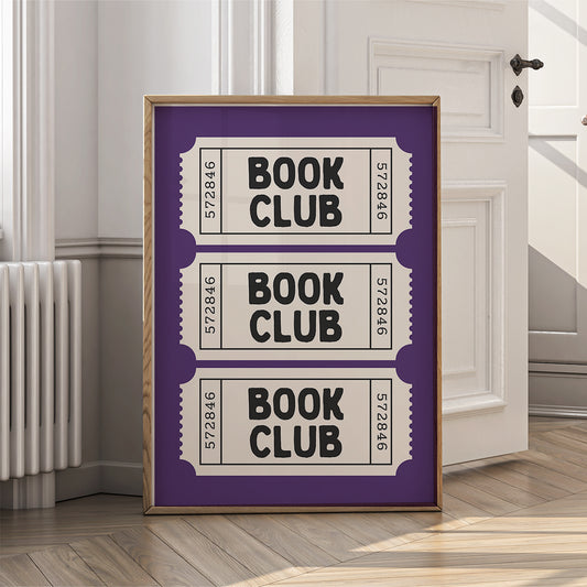 Retro Ticket Wall Art Print for Home - Book Club