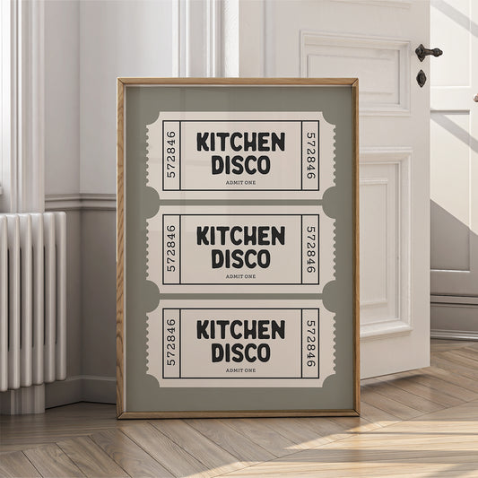 Retro Ticket Wall Art Print for Home - Kitchen Disco